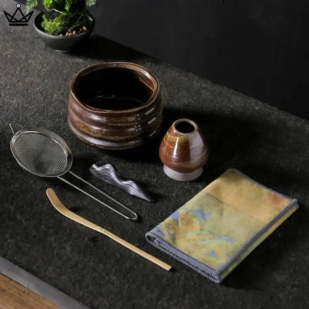 Kit complet de bol de thé vert matcha traditionnel avec cuillère à