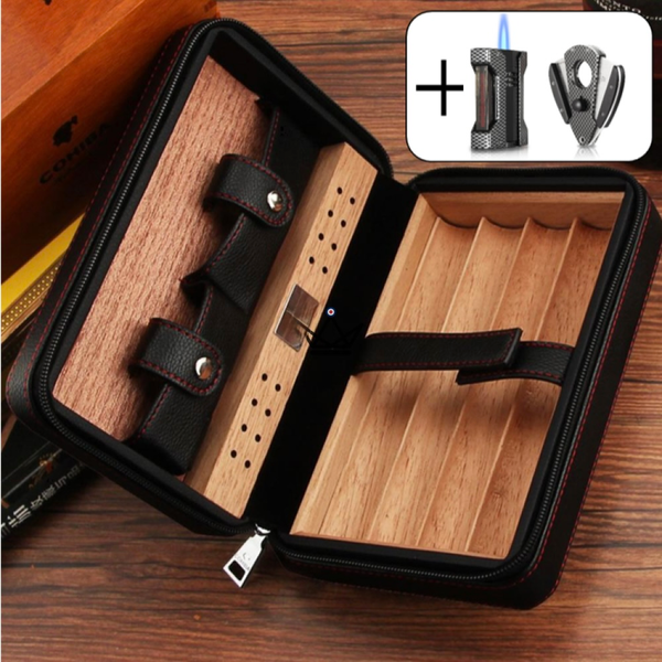 Cave à cigare de voyage en cuir - COHIBA STYLE - - Cave à cigare TOP - Cadeau, Noël, Anniversaire, Original - Atelier Atypique