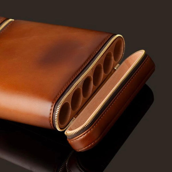 Etui de voyage cuir COHIBA ZIPY - 6 cigares - Atelier Atypique