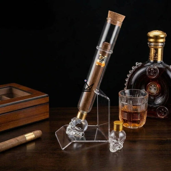 Glass cigar infuser, skull reservoir and stand — INFUSIO SKULL – 3/8