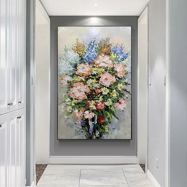 Peinture à l'huile sur toile XXL - Éclat Floral - - toile - Cadeau, Noël, Anniversaire, Original, Fête des pères, fête des mères - Atelier Atypique