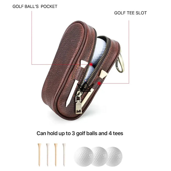Customizable Leather Golf Ball Case – Voyageur Links | 3 Balls, 4 Tees