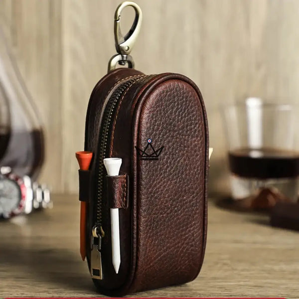 Customizable Leather Golf Ball Case – Voyageur Links | 3 Balls, 4 Tees