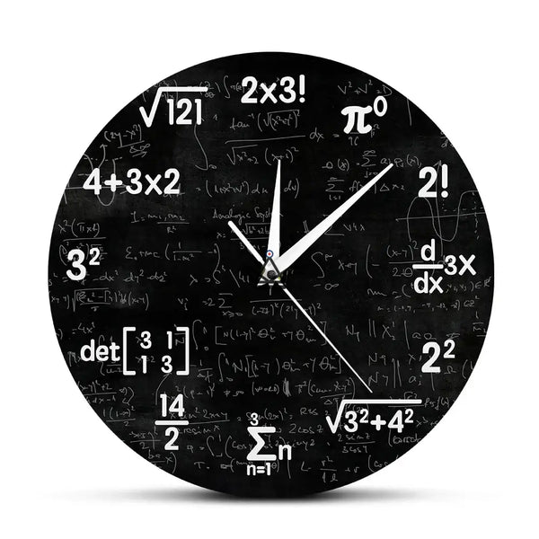 Wanduhr Kreidetafel mathematische Gleichungen — THEOREMA, Rahmenlos