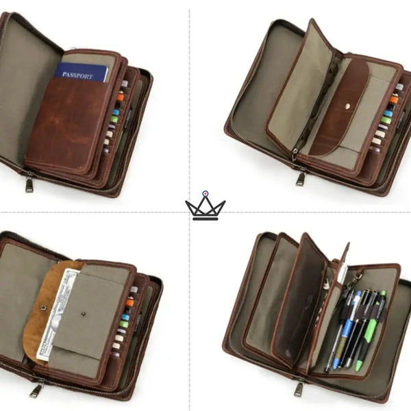 Organiseur de luxe en cuir - Voyageur Clutch (personnalisable) - - porte-carte personnalisable - Cadeau, Noël, Anniversaire, Original, Fête des pères, fête des mères - Atelier Atypique