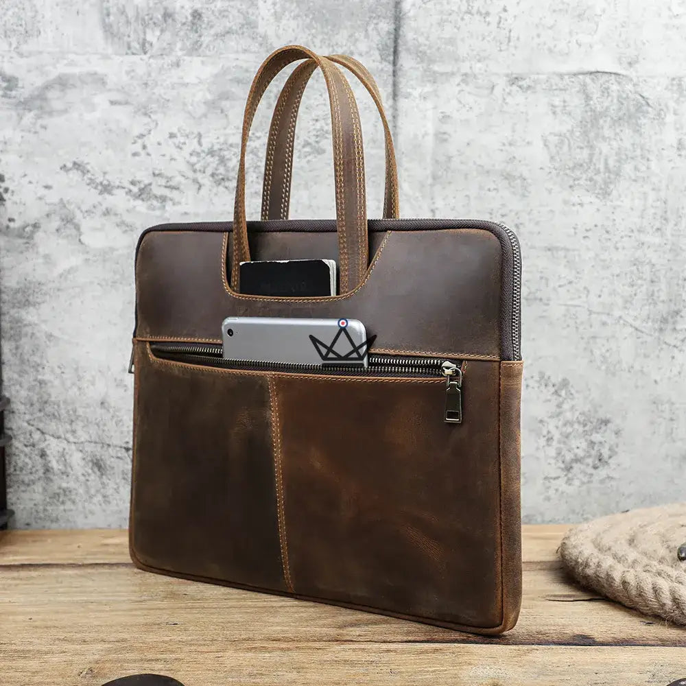 Sacoche de travail en cuir personnalisable Edison Atelier Atypique