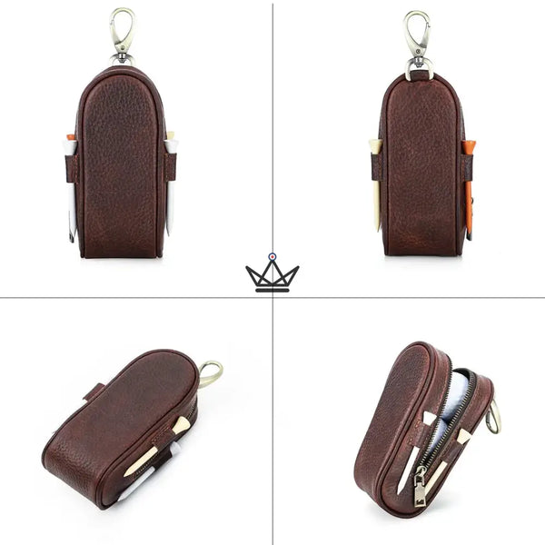Customizable Leather Golf Ball Case – Voyageur Links | 3 Balls, 4 Tees