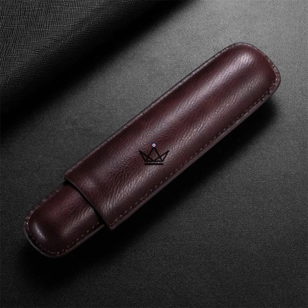 Étui à cigare individuel en cuir de vachette télescopique — SOLITAIRE – 13/30