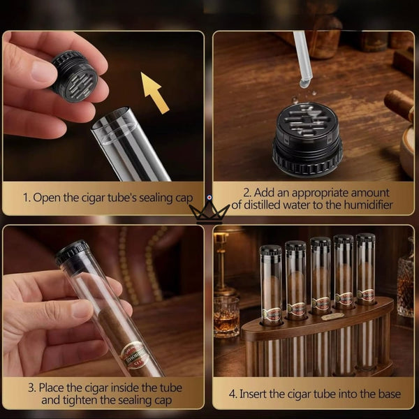 Humidor Quintett Akazienholz – 5 Tuben