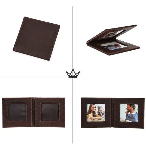 Cadre photo double pliant en cuir personnalisable — Voyageur SOUVENIR – 8/9