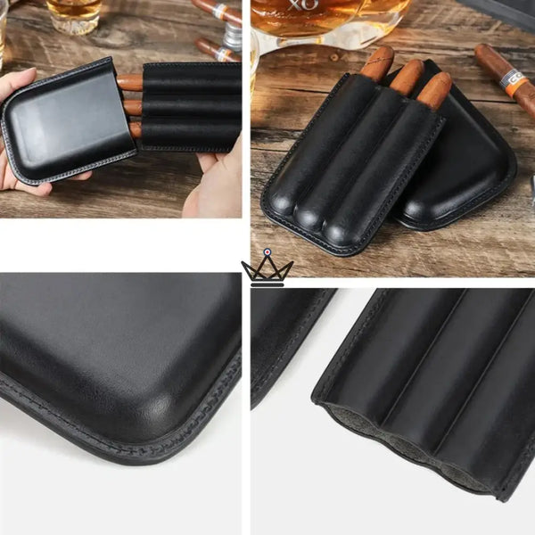 Etui 3 cigares en cuir personnalisable - Voyageur Élégance - - etui cigare personnalisable - Cadeau, Noël, Anniversaire, Original, Fête des pères, fête des mères - Atelier Atypique