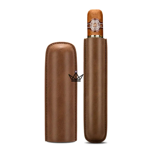 Étui à cigare individuel en cuir de vachette télescopique — SOLITAIRE – 23/30