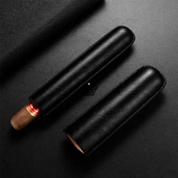 Étui à cigare individuel en cuir de vachette télescopique — SOLITAIRE – 5/30