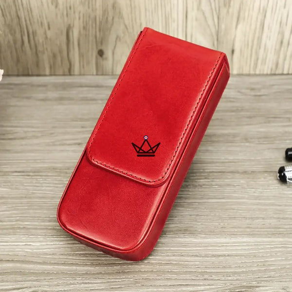 Étui 3 stylos en cuir personnalisable avec plateau amovible — Voyageur TERCET, Rouge