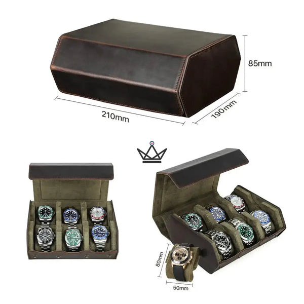 Etui de voyage personnalisable pour montre automatique en cuir — Voyageur Hexagone – 17/26