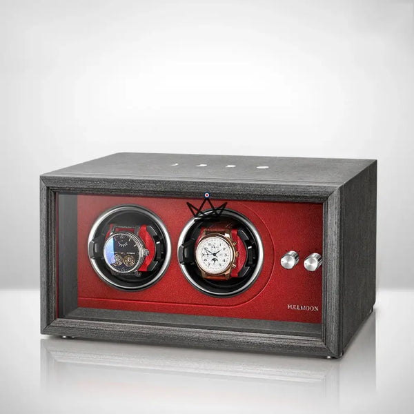 Remontoir Montre Automatique FULL MOON — Phases Lunaires, LED, Anti-Magnétique, 2 ou 4 Montres, 2 Emplacements / Rouge