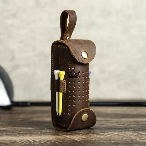 Customizable Leather Golf Ball Pouch –Voyageur Tee Golf | 3 Balls, 4 Tees – 4/9