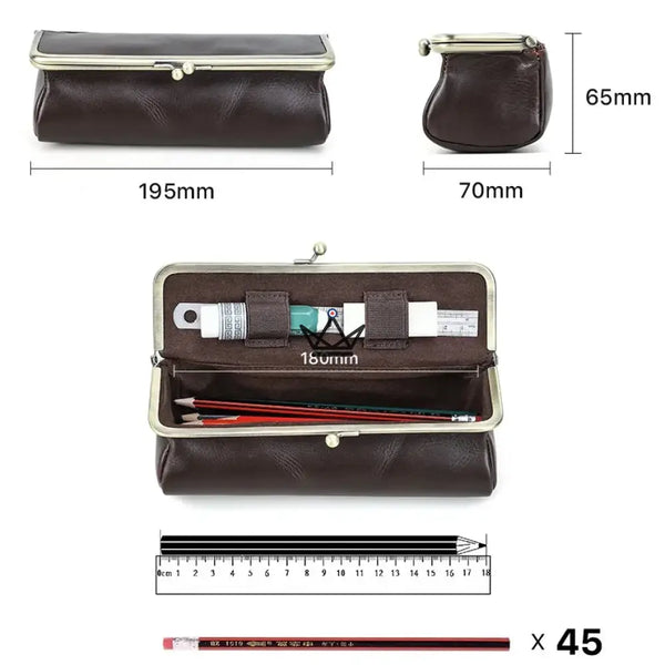 Personalisierbares Lederetui mit Vintage-Verschluss — Voyageur SCRIPT – 4/8