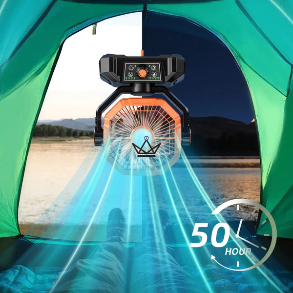 Ventilateur portable sur batterie NOELY — 20 000 mAh, LED & Power Bank – 10/17