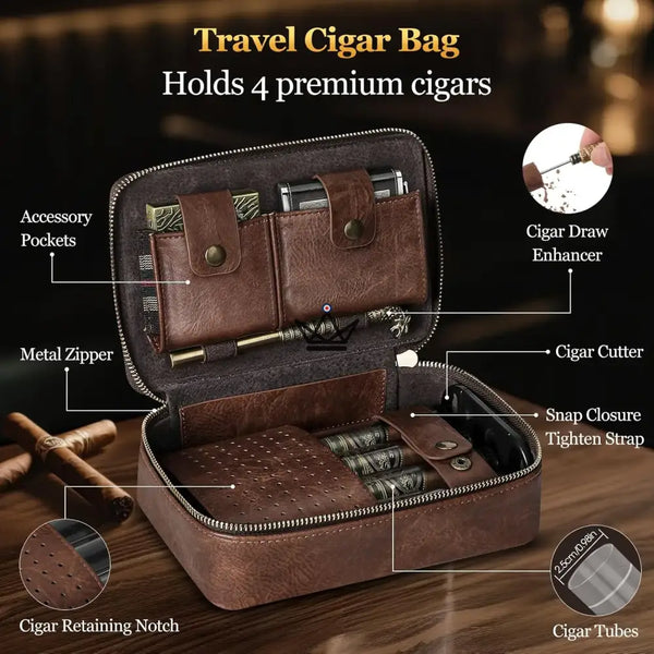 Travel cigar humidor and accessories - Magyars Crystal