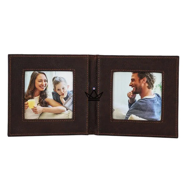 Cadre photo double pliant en cuir personnalisable — Voyageur SOUVENIR, Default Title