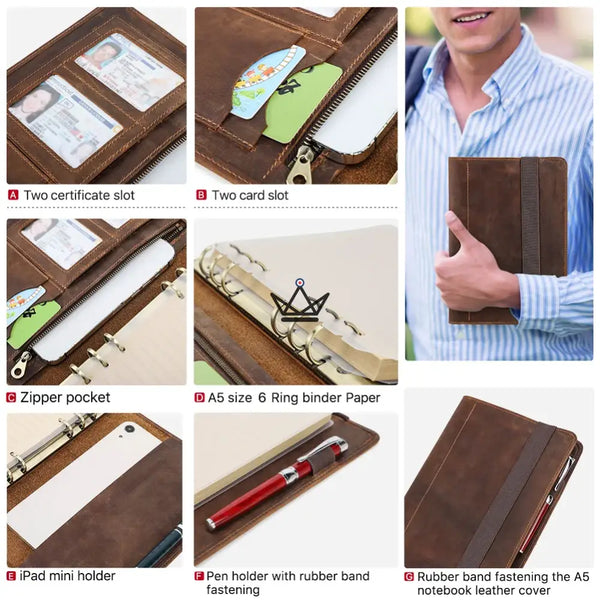 Customizable A5 Leather Organizer — VOYAGEUR Galenda
