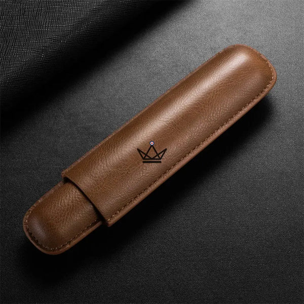Étui à cigare individuel en cuir de vachette télescopique — SOLITAIRE – 8/30