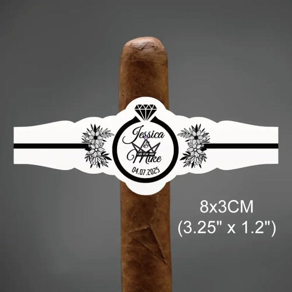 Bagues de cigare personnalisables pour mariage, lot de 60 — ALLIANCE, Modèle 1