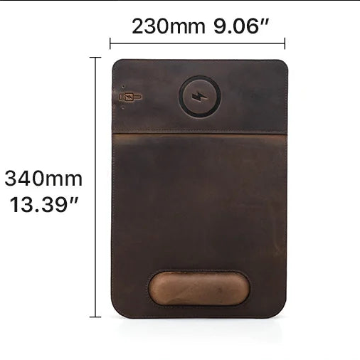 Tapis de souris personnalisable en cuir avec chargeur Sans Fil — Voyageur Magellan – 10/11