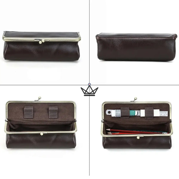 Personalisierbares Lederetui mit Vintage-Verschluss — Voyageur SCRIPT – 5/8
