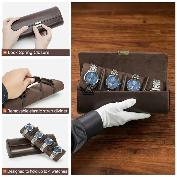 Étui Montre Voyage Cuir Personnalisable 1 à 4 Montres — Voyageur CAPSULE – 7/17