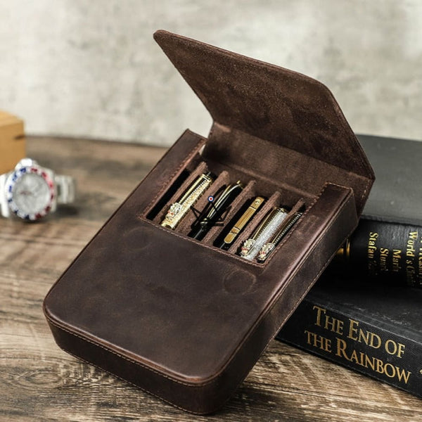 Etui en cuir de luxe pour stylo plume - Magnus (personnalisable) - - etui stylo personnalisable - Cadeau, Noël, Anniversaire, Original - Atelier Atypique