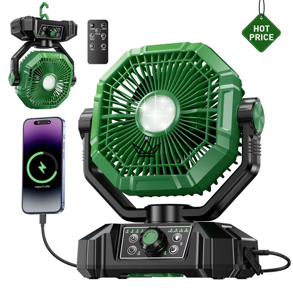 Ventilateur portable sur batterie NOELY — 20 000 mAh, LED & Power Bank – 17/17