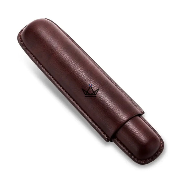 Étui à cigare individuel en cuir de vachette télescopique — SOLITAIRE – 26/30