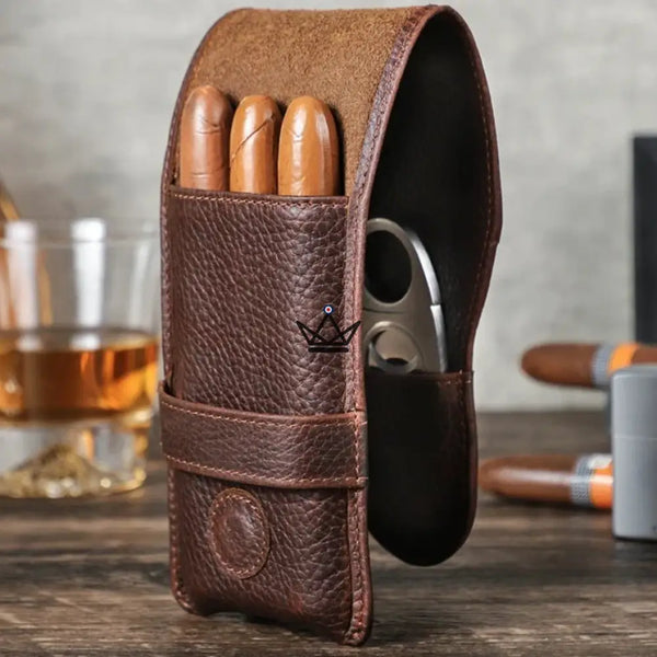 Etui 3 Cigares en cuir personnalisable - Voyageur Pocket - - etui cigare personnalisable - Cadeau, Noël, Anniversaire, Original, Fête des pères, fête des mères - Atelier Atypique