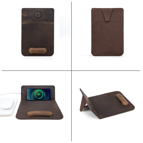 Tapis de souris personnalisable en cuir avec chargeur Sans Fil — Voyageur Magellan – 8/11