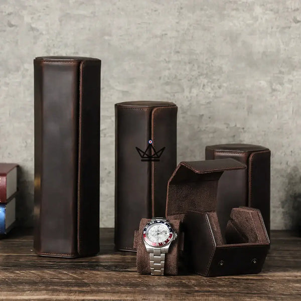 Etui de voyage personnalisable pour montre automatique en cuir — Voyageur Hexagone