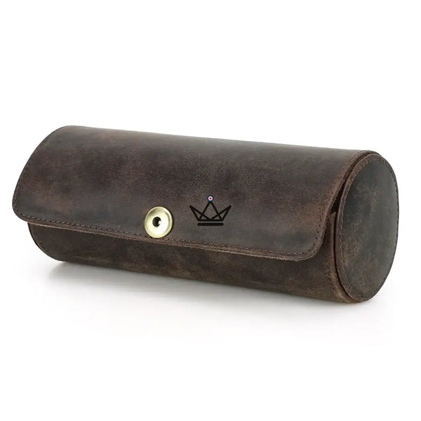 Étui à cravates en cuir personnalisable, 1 ou 2 cravates — Voyageur ASCOT – 12/15