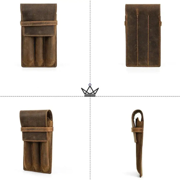 Etui en cuir de luxe pour stylo plume - Voyageur Valet (personnalisable) - - etui stylo personnalisable - Cadeau, Noël, Anniversaire, Original, Fête des pères, fête des mères - Atelier Atypique