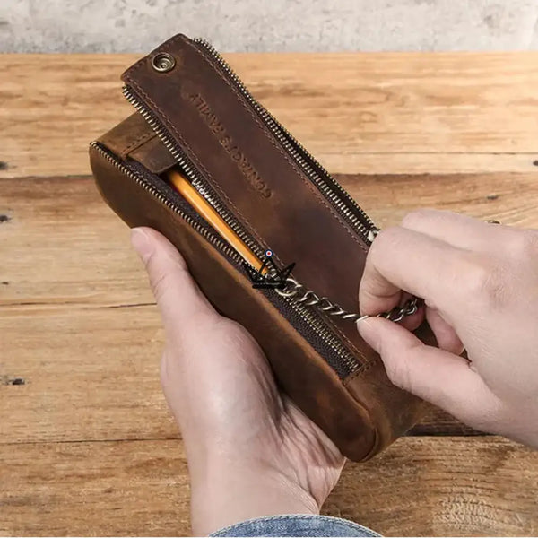 Trousse à crayons et stylos en cuir personnalisable — Voyageur SKETCH – 4/8