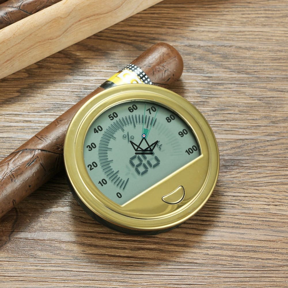 Hygromètre Cigare Round - Précision ±0.5% - Métal - Pour Humidificateur De Boîte à Cigares 44mm