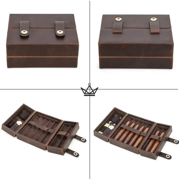 Cave à Cigares en Cuir personnalisable - Voyageur King - - etui cigare personnalisable - Cadeau, Noël, Anniversaire, Original, Fête des pères, fête des mères - Atelier Atypique