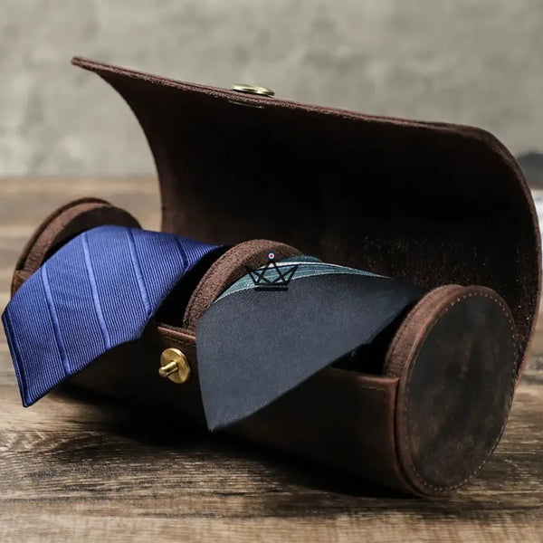 Étui à cravates en cuir personnalisable, 1 ou 2 cravates — Voyageur ASCOT