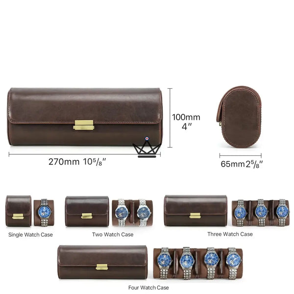 Étui Montre Voyage Cuir Personnalisable 1 à 4 Montres — Voyageur CAPSULE – 8/17