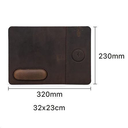 Tapis de souris personnalisable en cuir avec chargeur Sans Fil — Voyageur Magellan – 11/11