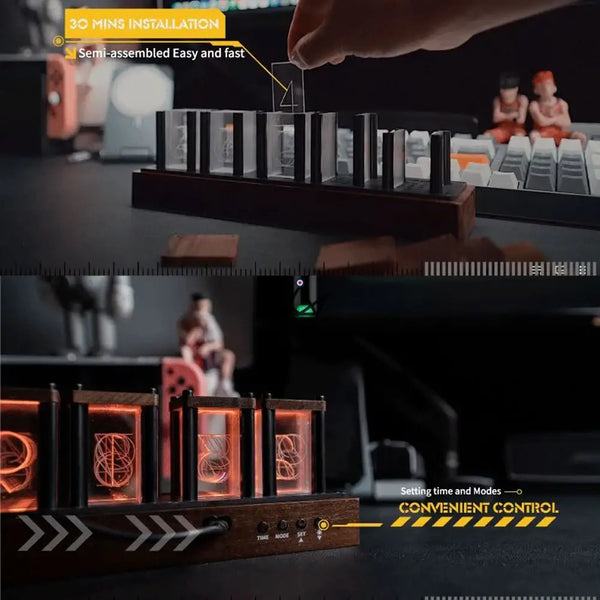 RGB-Nixie-Effekt-Uhr aus massivem Holz zum Zusammenbauen, 6 Röhren — FILAMENT – 7/9