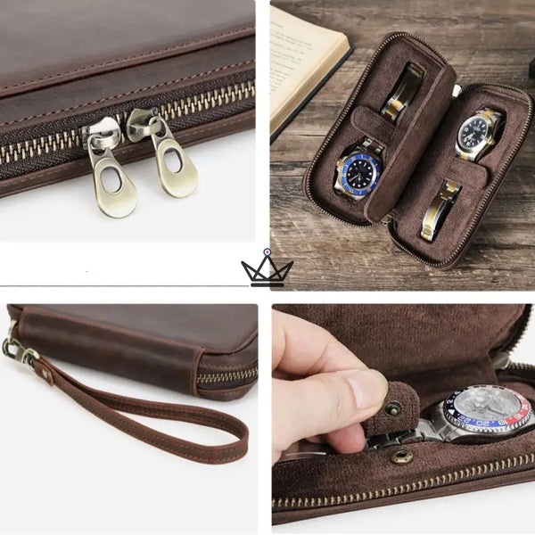 Étui Voyage Montres personnalisable – Voyageur Keeper — Cuir Pleine Fleur, 4 Tailles : 2 à 8 Montres – 7/20