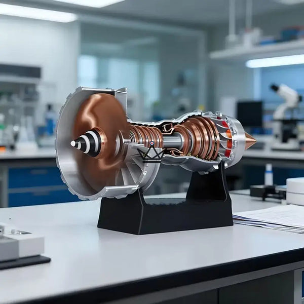 Modell eines Turbofan-Flugzeugtriebwerks im Schnitt, 3D-Bausatz - AEROS