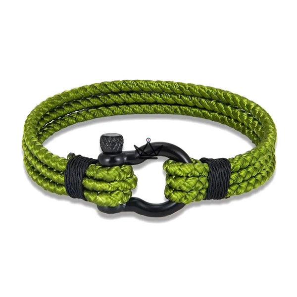 Bracelet cordage tressé à manille marine en acier noir — BOSCO – 5/11