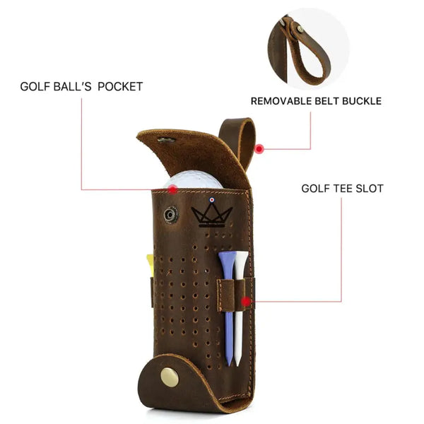 Customizable Leather Golf Ball Pouch –Voyageur Tee Golf | 3 Balls, 4 Tees – 6/9